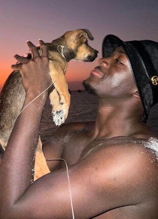 Ibrahima Konate with his pet dog.